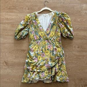 RAHI Floral Puff Sleeve Wrap Dress